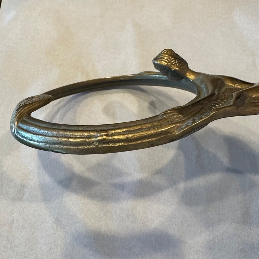 Vintage Antique Brass Hand Mirror Frame Art Nouveau Female Figure Vanity Deco - Picture 8 of 12